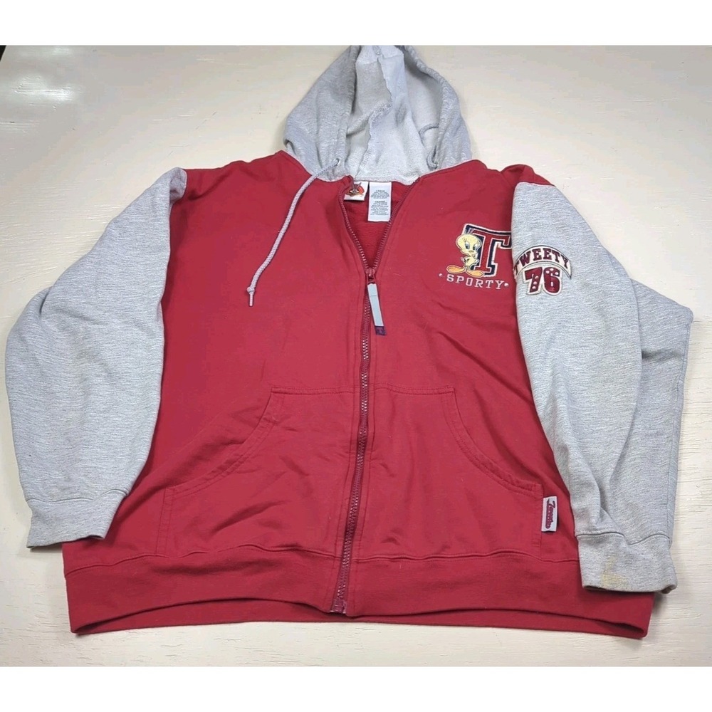 VTG  Looney Tunes Tweety Bird Zip Sweatshirt Youth L‎ Women's Maroon